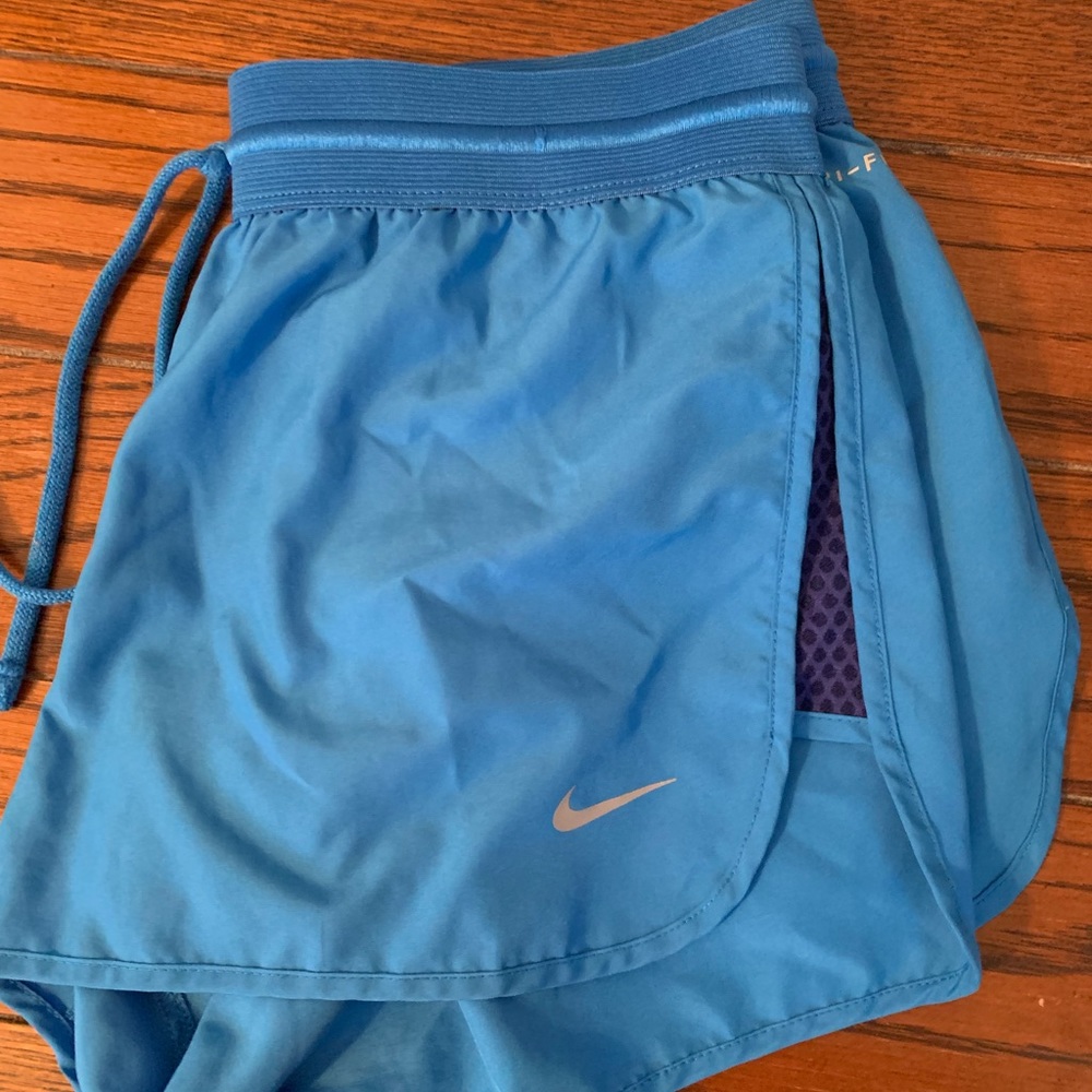 Nike Dry Fit shorts. Blue with white Nike logo Small